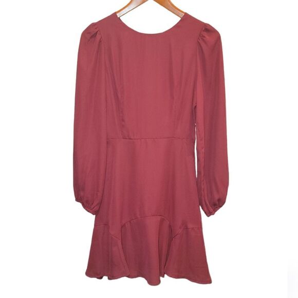 NWT Altar'd State Garnet Burgundy Maroon Longsleeve Flounce Mini Dress S - Picture 1 of 13